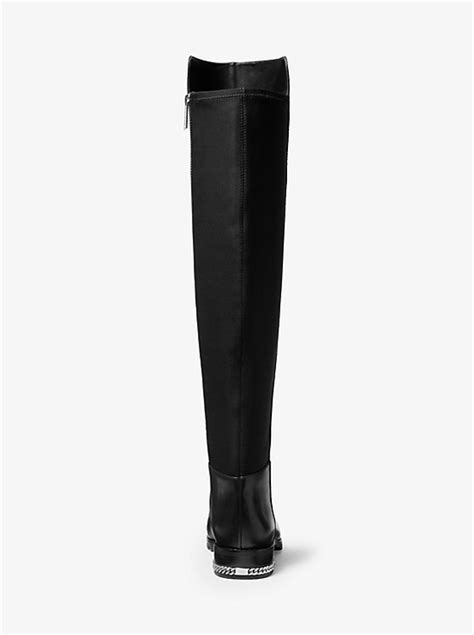 michael michael kors sabrina chain-embellished suede boots brown|Sabrina Stretch Leather Boot .